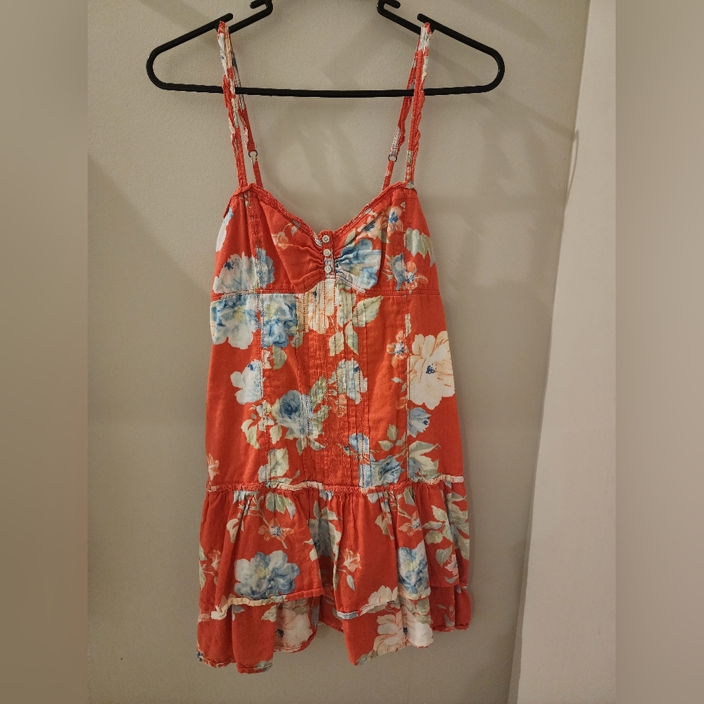 Abercrombie red floral dress M